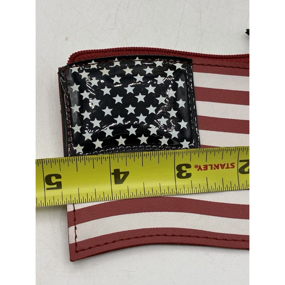 Vintage Rolfs Leather American Flag Coin Purse Keychain Patriotic USA Sparkle - Picture 3 of 6